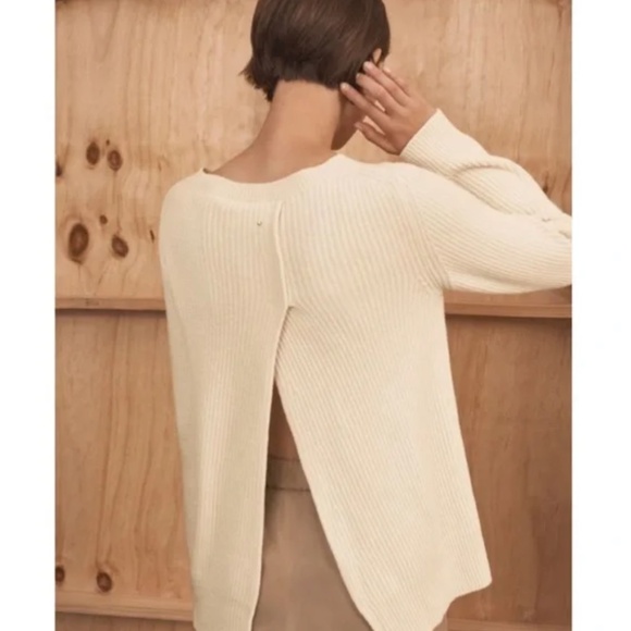 CUYANA Ribbed Open Back Sweater in Cream Size Small - Picture 1 of 8